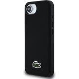 iPhone 16e Case Hülle - Lacoste Petit Piqué Effekt mit MagSafe und gesticktem Logo-Patch - Schwarz