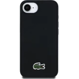iPhone 16e Case Hülle - Lacoste Petit Piqué Effekt mit MagSafe und gesticktem Logo-Patch - Schwarz