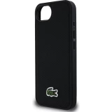 iPhone 16e Case Hülle - Lacoste Petit Piqué Effekt mit MagSafe und gesticktem Logo-Patch - Schwarz
