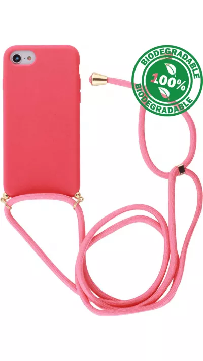 Hülle iPhone 16e - Bio Eco-Friendly Vegan mit Handykette Necklace - Rot