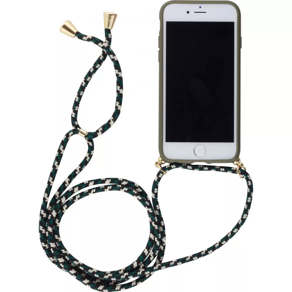 Hülle iPhone 7 / 8 / SE (2020, 2022) - Bio Eco-Friendly Vegan mit Handykette Necklace - Dunkelgrün