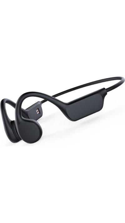 Écouteurs conduction osseuse sans fil Bluetooth 5.4 pour sport et natation (waterproof) avec mémoire intégrée (32 Go) pour musique - Noir