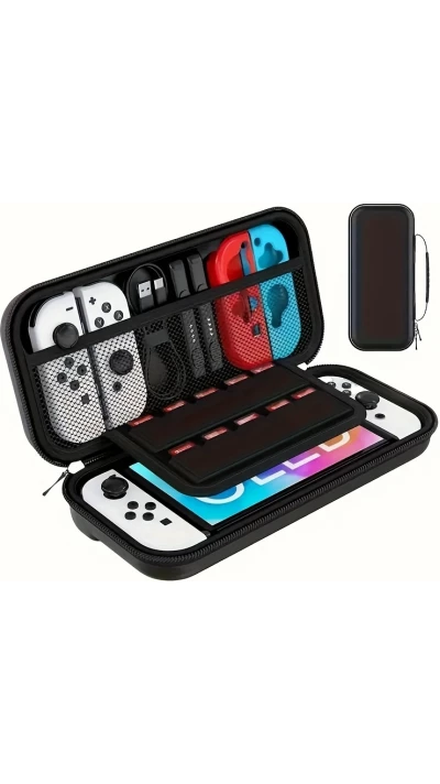 Étui de transport boîte de protection pour Nintendo Switch (1ère génération) avec compartiments et ventilation - Noir