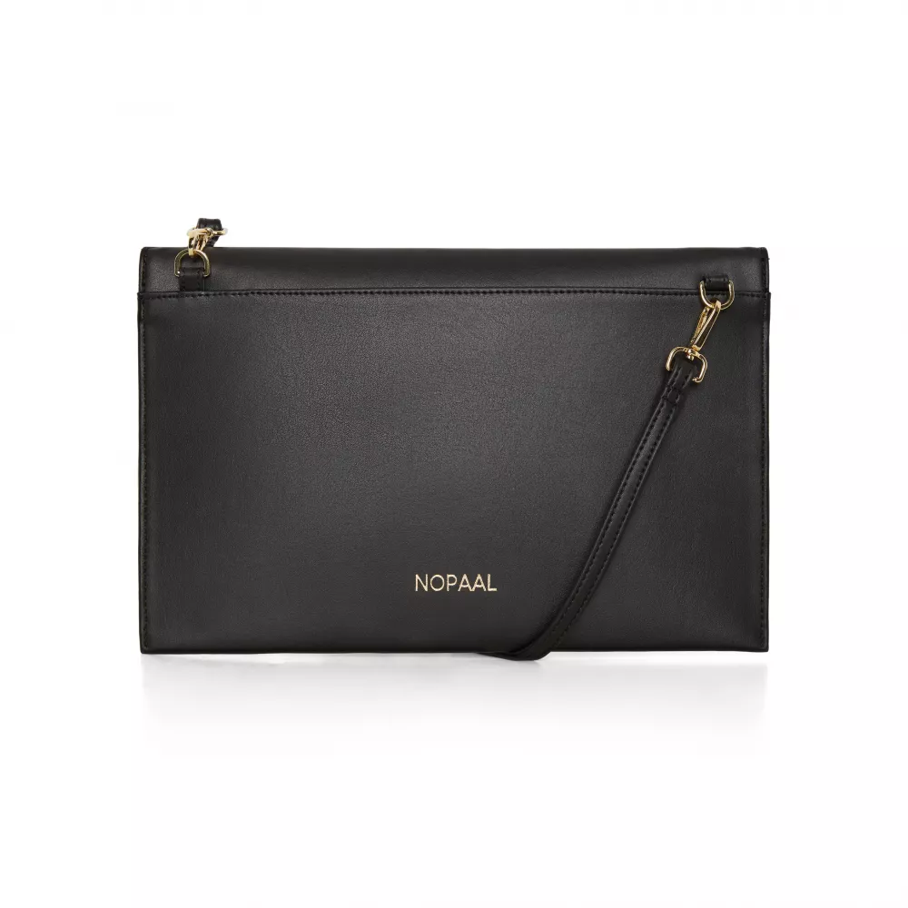 First Pochette Mini-Handtasche aus echtem Kaktusleder und 2 integrierten Riemen - Schwarz