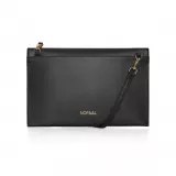 First Pochette Mini-Handtasche aus echtem Kaktusleder und 2 integrierten Riemen - Schwarz