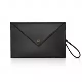First Pochette Mini-Handtasche aus echtem Kaktusleder und 2 integrierten Riemen - Schwarz