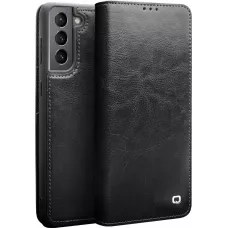 Hülle Samsung Galaxy S23 - Qialino Flip Echtleder - Schwarz