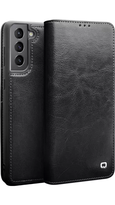 Hülle Samsung Galaxy S20+ - Qialino Flip Echtleder - Schwarz