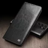 Hülle Samsung Galaxy S23 - Qialino Flip Echtleder - Schwarz