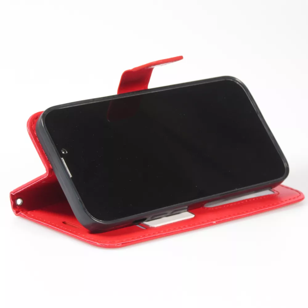 Samsung Galaxy S25 Ultra Case Hülle - Premium Flip Leder Tasche - Rot