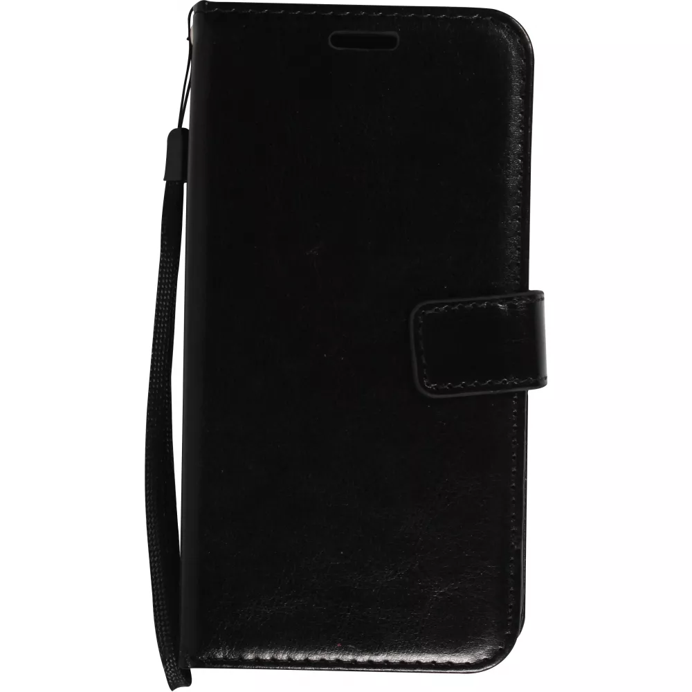 iPhone 16 Pro Max Case Hülle - Premium Flip Leder Tasche - Schwarz