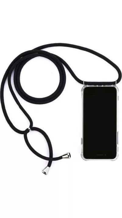 Hülle iPhone 7 Plus / 8 Plus - Gummi transparent mit Seil - Schwarz