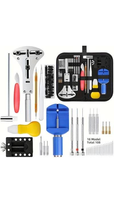 Kit outils réparation montre (147 pièces) set d'horloger complet - Noir