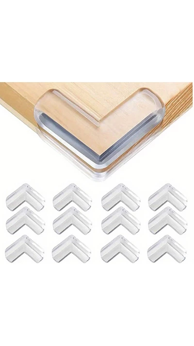 Lot de 12 protections pour coins de meuble en silicone idéal pour les bébés - Transparent