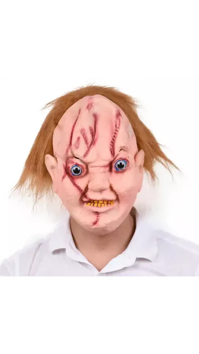 Masque Halloween effrayant avec perruque intégrée et yeux globuleux
