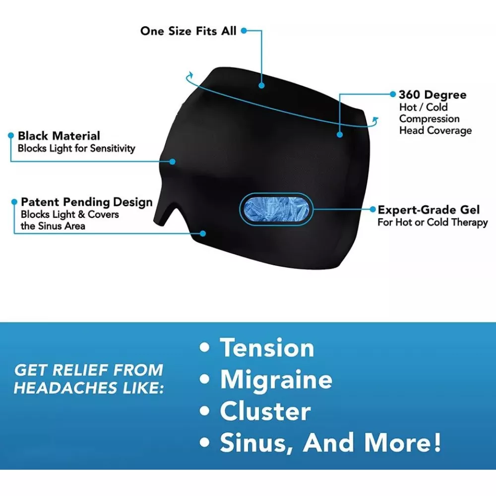 Masque / bonnet universel anti-migraine thérapie froid et chaud pour adulte - Bleu