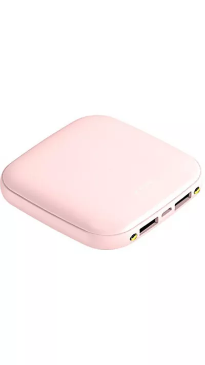 Mini batterie externe portable 20000mAh double USB avec lumière LED - Rose