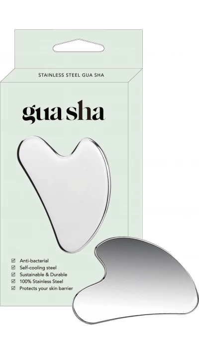 Outil de massage facial gua sha en acier inoxydable premium avec boîte cadeau élégante - Argent