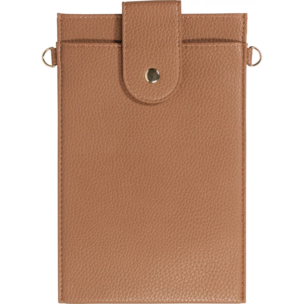 Elegante universelle Smartphone Umhängetasche aus veganem Leder inkl. Umhängegurt aus Leder (vegan) - Braun