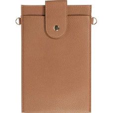 Elegante universelle Smartphone Umhängetasche aus veganem Leder inkl. Umhängegurt aus Leder (vegan) - Braun