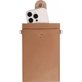 Elegante universelle Smartphone Umhängetasche aus veganem Leder inkl. Umhängegurt aus Leder (vegan) - Braun