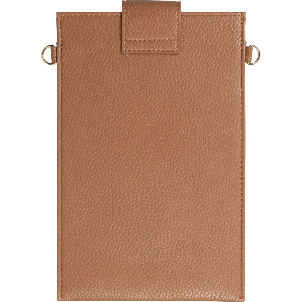 Elegante universelle Smartphone Umhängetasche aus veganem Leder inkl. Umhängegurt aus Leder (vegan) - Braun
