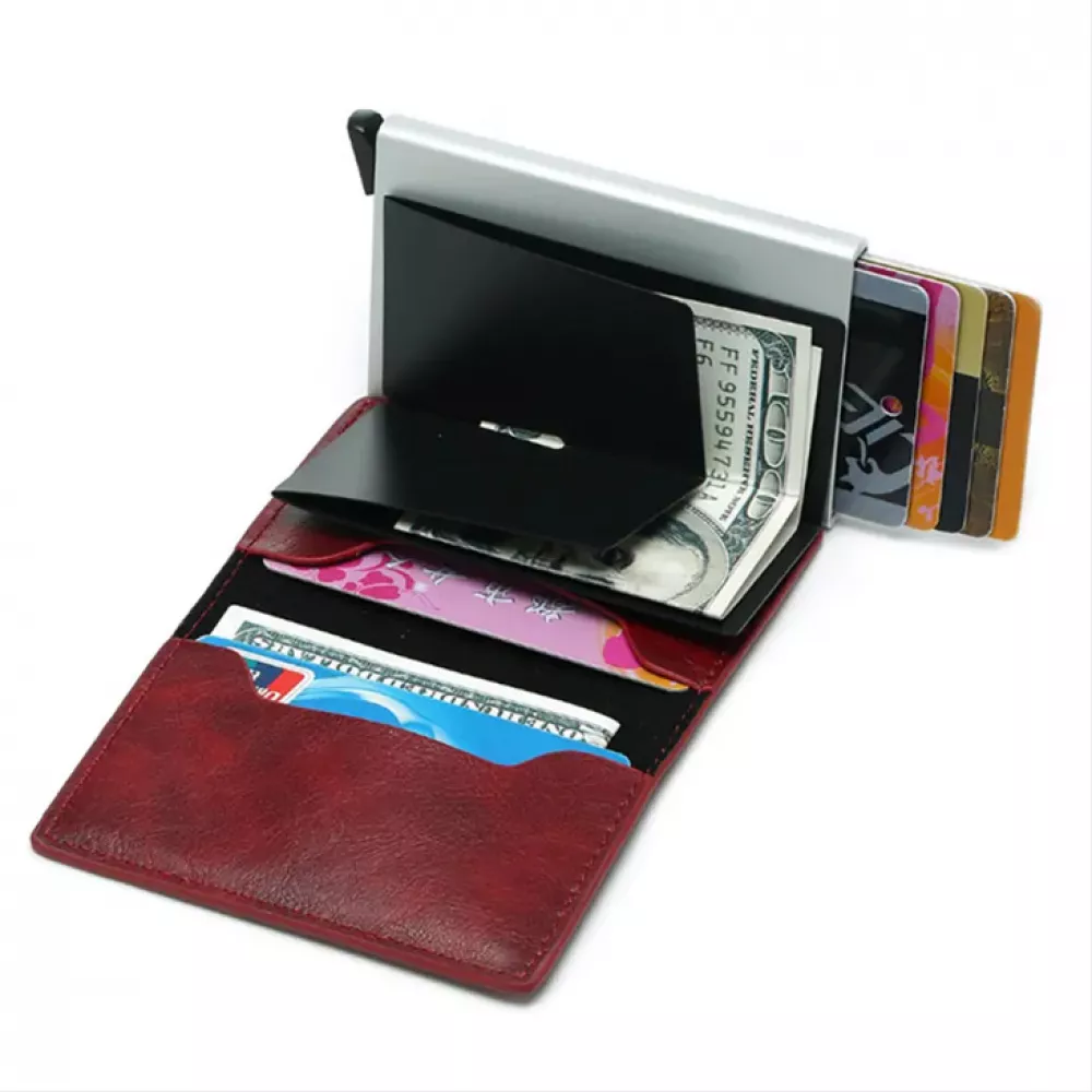 AirTag 2 in 1 Kartenhalter und Halter mit RFID-Blocker Kunstleder - Blau