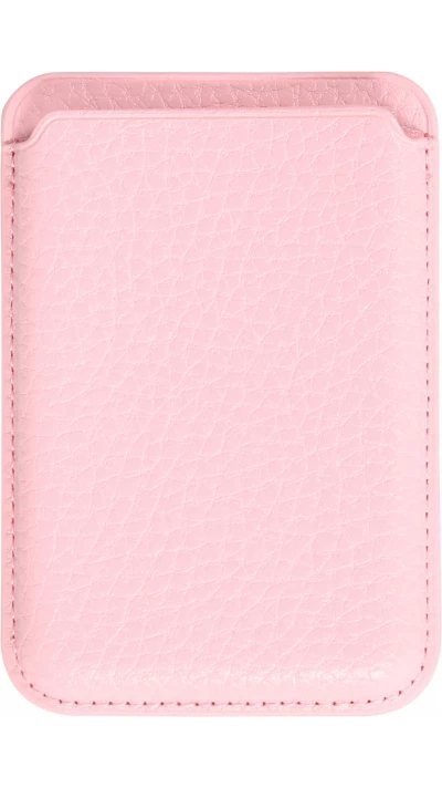 Portes-cartes MagSafe magnétique en cuir végan avec aiment fort  - Rose