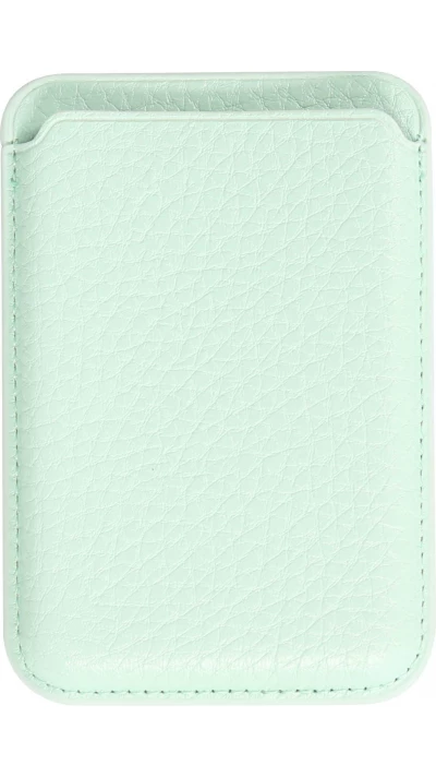 Portes-cartes MagSafe magnétique en cuir végan avec aiment fort - Turquoise
