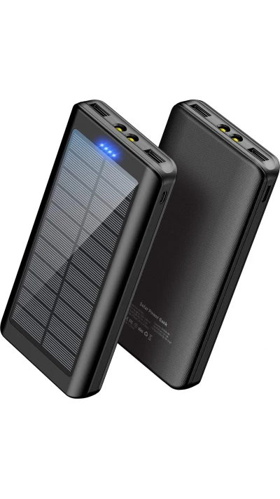 Power Bank Outdoor solaire 30000mAh double USB LED haute capacité - Noir