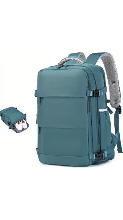 Sac à dos de voyage pour avion avec compartiment ordinateur portable et chaussures et port USB - Bleu clair