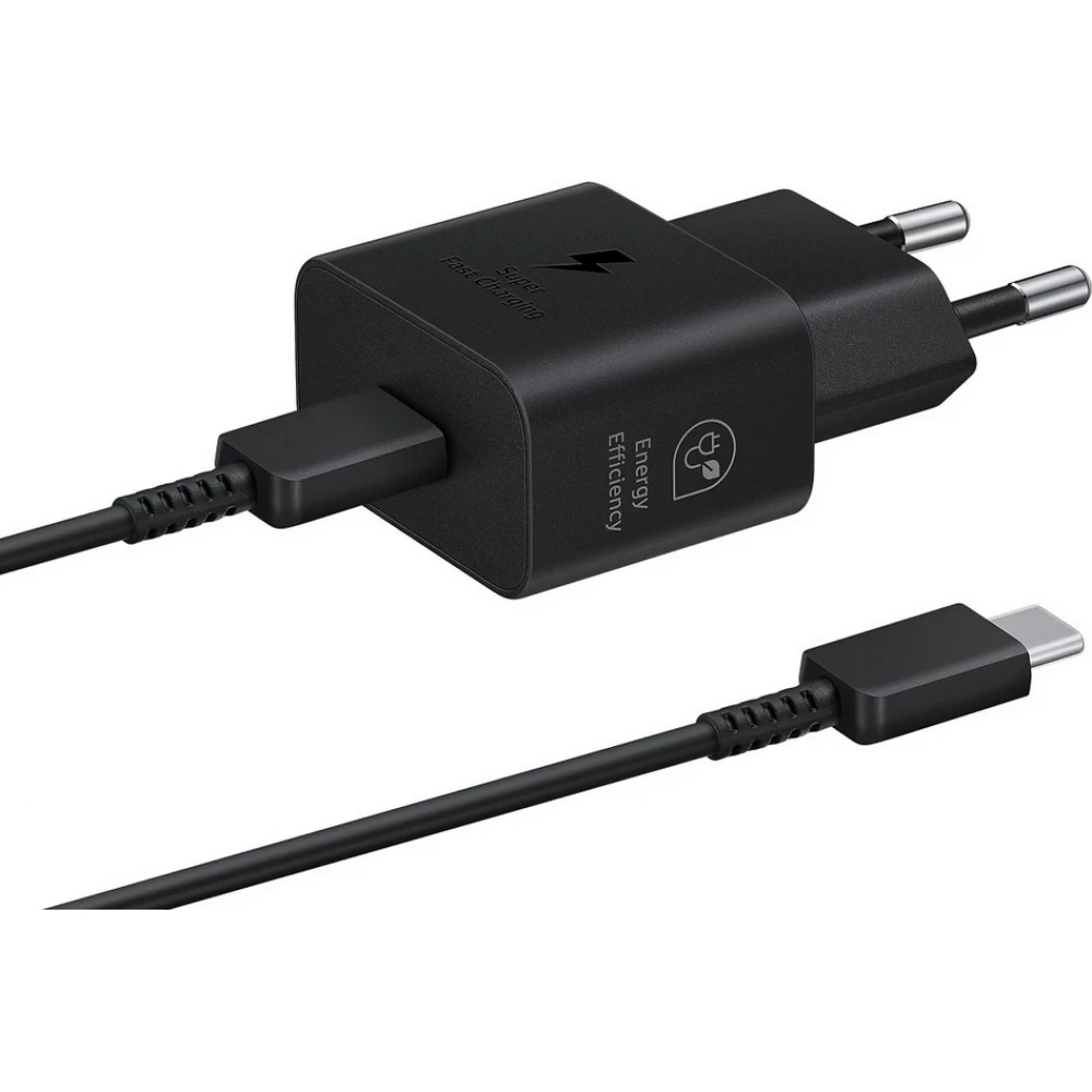Samsung Reise & Wandladestecker 25W Charger USB-C + Ladekabel 1 Meter USB-C auf USB-C - Schwarz