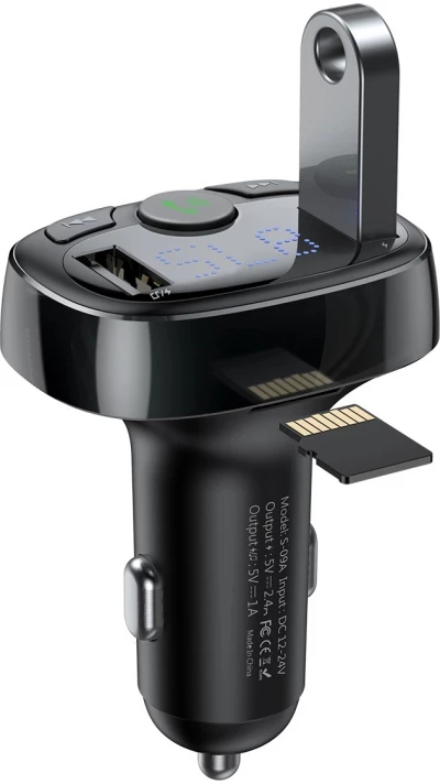 Transmetteur Bluetooth chargeur voiture Baseus S-09A édition internationale - Noir