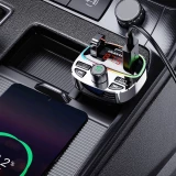 FM Transmitter Dudao R2PRO+ Bluetooth 5.3 2x USB-A PD 25W RGB LED - Silber