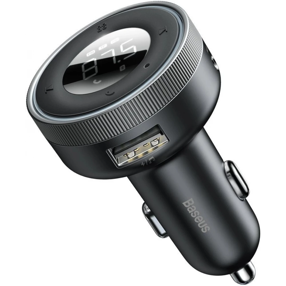 Baseus Enjoy FM Transmitter Auto Ladegerät LED 2x USB / 3.5mm Klinkenstecker Drahtloser MP3-Player Bluetooth 5.0 3.4A (CCLH-01) - Schwarz