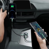 Baseus Enjoy FM Transmitter Auto Ladegerät LED 2x USB / 3.5mm Klinkenstecker Drahtloser MP3-Player Bluetooth 5.0 3.4A (CCLH-01) - Schwarz