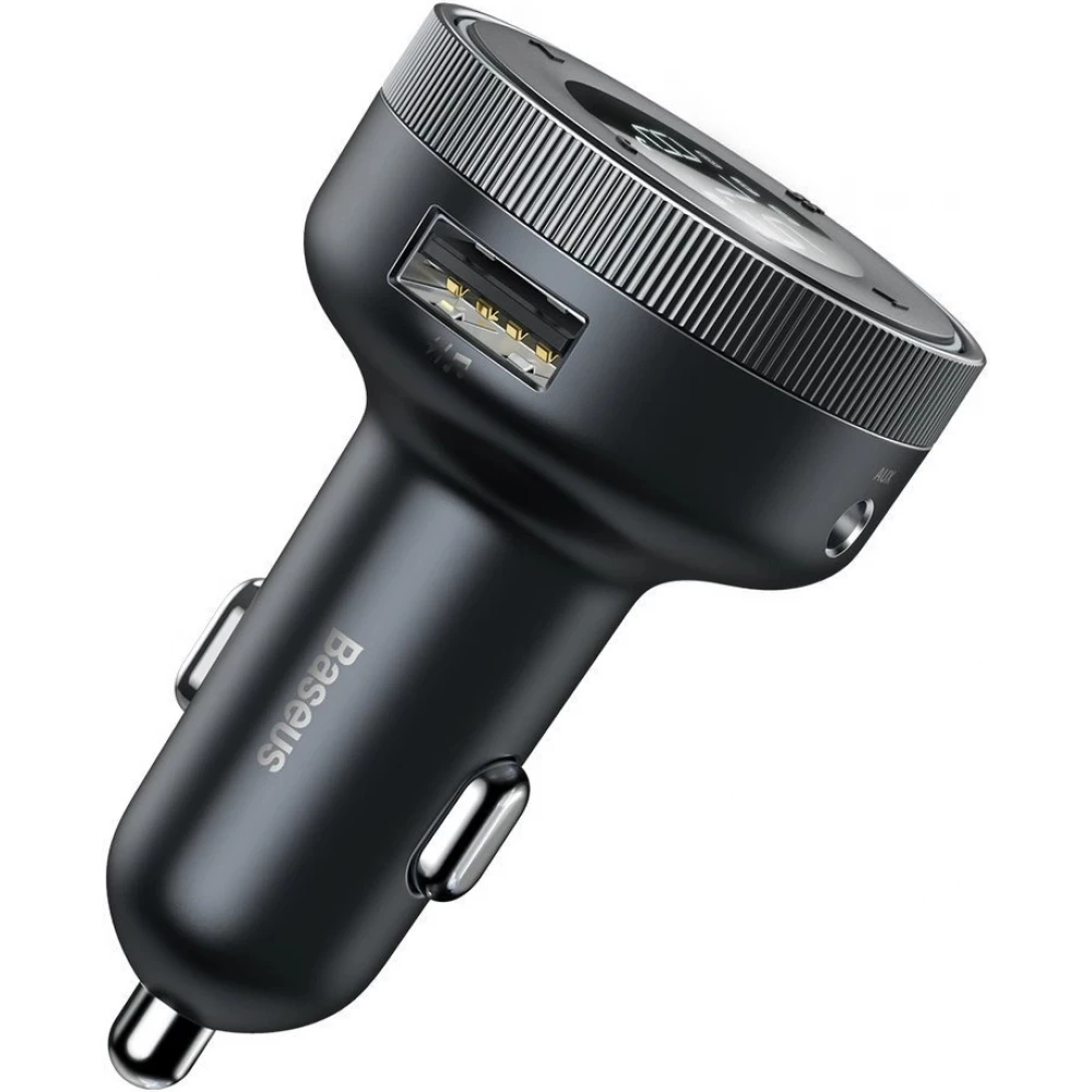 Baseus Enjoy FM Transmitter Auto Ladegerät LED 2x USB / 3.5mm Klinkenstecker Drahtloser MP3-Player Bluetooth 5.0 3.4A (CCLH-01) - Schwarz