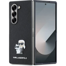 Galaxy Z Fold6 Case Hülle - Karl Lagerfeld Saffiano mit Karl und Choupette Metall-Logo - Schwarz