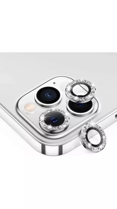 iPhone 14 Pro / 14 Pro Max - Protecteurs lentilles caméra strass/diamants - Argent