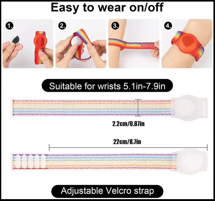 Bracelet Velcro réglable en nylon pour enfants & adultes avec support AirTag  - Noir - Acheter sur PhoneLook